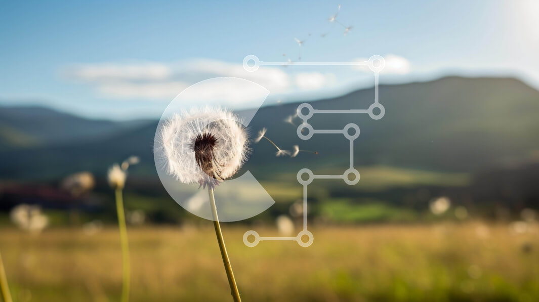 Intra Συλλεκτικό Ξύλινο Παζλ Plywood  4mm - Μοναχική πικραλίδα σε ανοιχτό πεδίο με βουνά στο φόντο Σε Ξύλινο Κουτί - Διαστάσεις: 10x10 cm – 25 κομμάτια