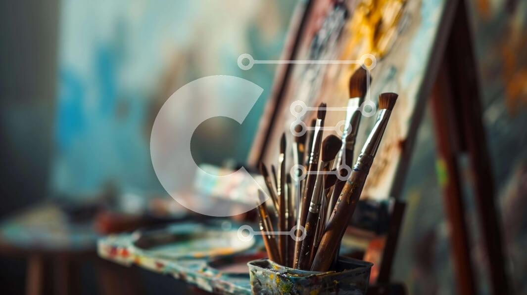 Intra Συλλεκτικό Ξύλινο Παζλ Plywood  4mm - Καλλιτέχνης καβαλέτο με πινέλα και είδη τέχνης Σε Ξύλινο Κουτί - Διαστάσεις Puzzle: 10x10 cm – 25 κομμάτια