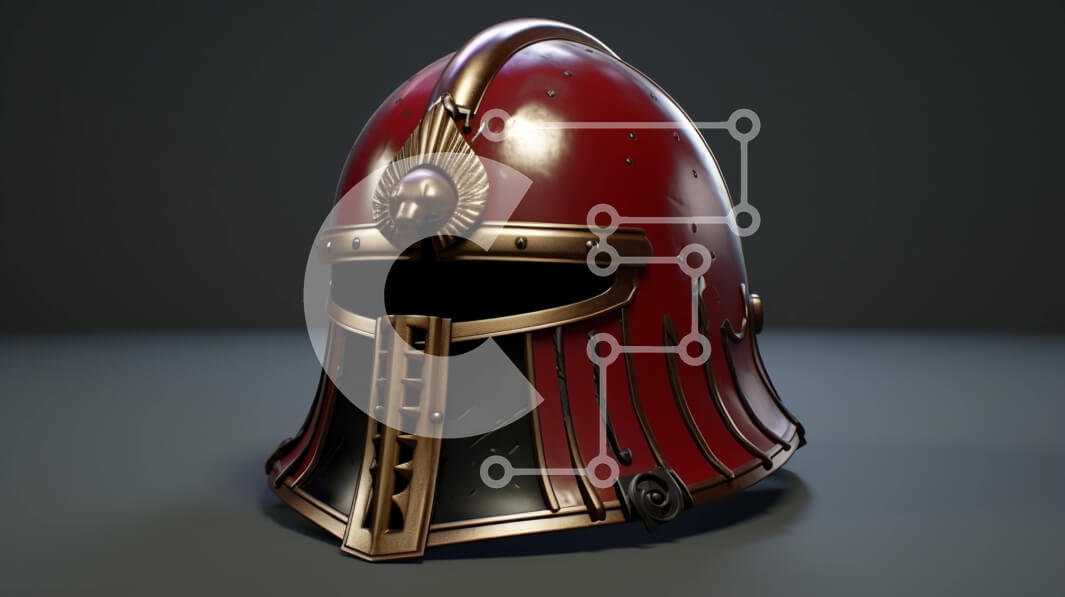 Intra Συλλεκτικό Ξύλινο Παζλ Plywood  4mm - Κόκκινο και χρυσό κράνος σε γκρι φόντο Σε Ξύλινο Κουτί - Διαστάσεις: 10x10 cm – 25 κομμάτια