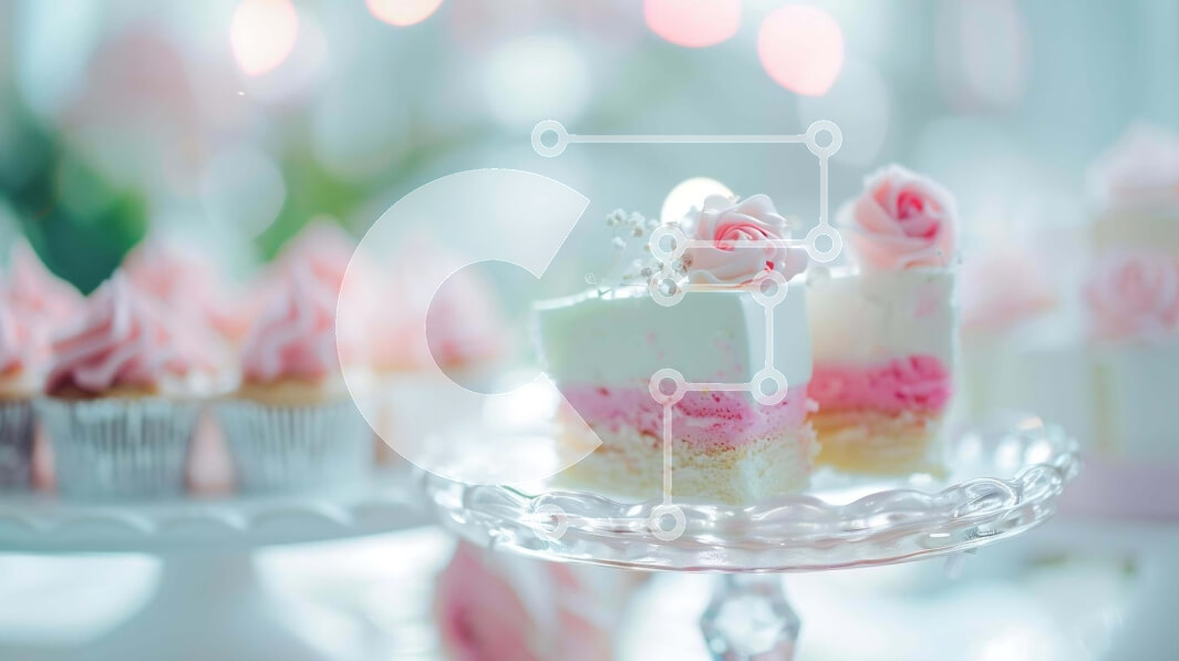 Σετ των 2 Intra Συλλεκτικό Ξύλινο Παζλ Plywood  4mm - Κομψό επιδόρπιο τραπέζι με λευκό κέικ και ροζ τριαντάφυλλα Σε Ξύλινο Κουτί - Διαστάσεις: 10x10 cm – 25 κομμάτια