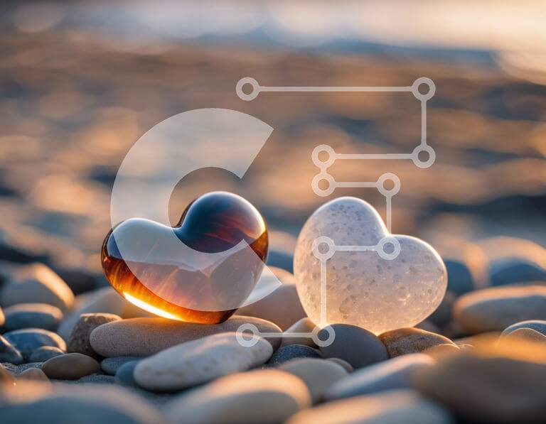 Intra Συλλεκτικό Ξύλινο Παζλ Plywood  4mm - Πέτρες σε σχήμα καρδιάς σε βότσαλα Σε Ξύλινο Κουτί - Διαστάσεις: 10x10 cm – 25 κομμάτια