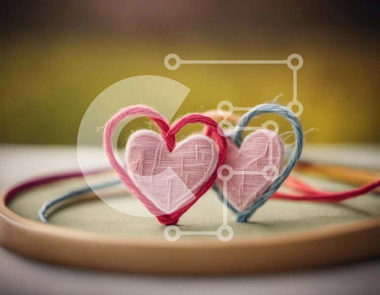 Intra Συλλεκτικό Ξύλινο Παζλ Plywood  4mm - Διακοσμήσεις με κέντημα με τσέρκι σε σχήμα καρδιάς Σε Ξύλινο Κουτί - Διαστάσεις Puzzle: 10x10 cm – 25 κομμάτια