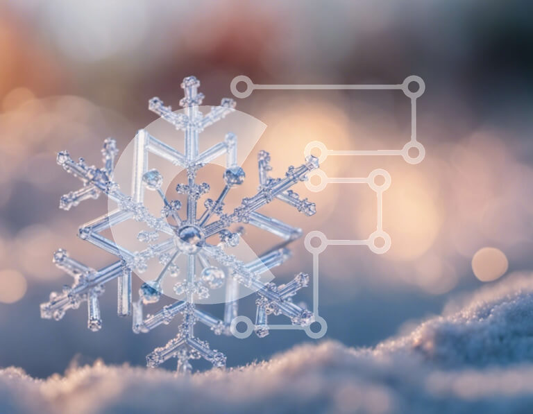 Intra Συλλεκτικό Ξύλινο Παζλ Plywood  4mm - Όμορφη νιφάδα χιονιού στο χιόνι Σε Ξύλινο Κουτί - Διαστάσεις: 10x10 cm – 25 κομμάτια