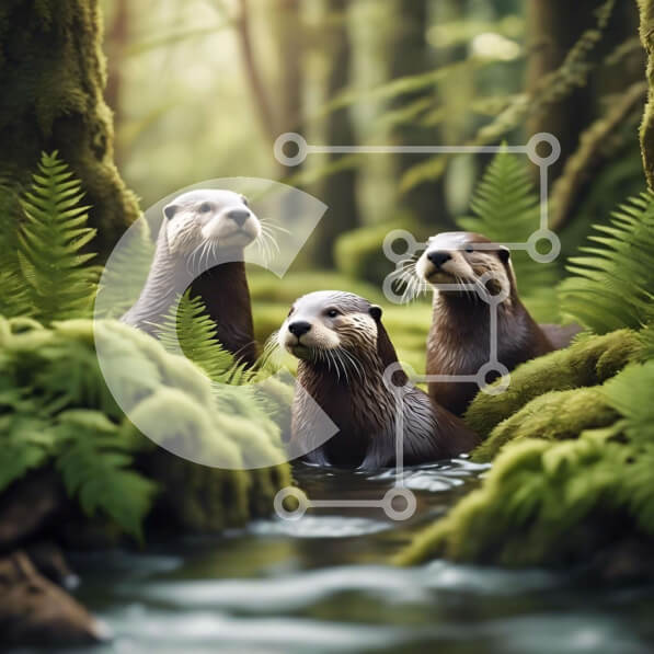 Intra Συλλεκτικό Ξύλινο Παζλ Plywood  4mm - Τρεις ενυδρίδες που κολυμπούν σε ένα ποώδες ρεύμα Σε Ξύλινο Κουτί - Διαστάσεις: 10x10 cm – 25 κομμάτια