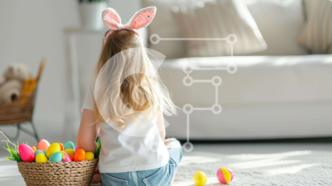 Intra Συλλεκτικό Ξύλινο Παζλ Plywood  4mm - Νεαρό κορίτσι με το πασχαλινό καλάθι και τα αυτιά λαγουδάκι Σε Ξύλινο Κουτί - Διαστάσεις: 10x10 cm – 25 κομμάτια