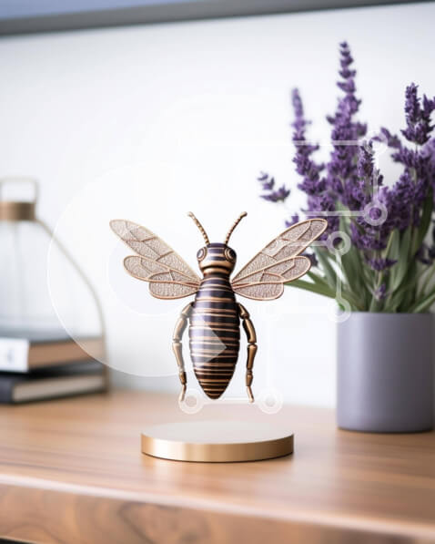 Intra Συλλεκτικό Ξύλινο Παζλ Plywood  4mm - Γλυπτό μελισσών σε αντίκες ξύλινο τραπέζι με ράφια Σε Ξύλινο Κουτί - Διαστάσεις: 10x10 cm – 25 κομμάτια