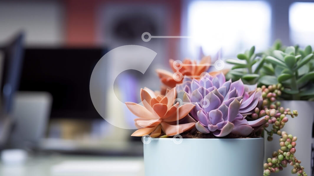 Intra Συλλεκτικό Ξύλινο Παζλ Plywood  4mm - Παχύφυτα σε γλάστρα σε περιβάλλον γραφείου Σε Ξύλινο Κουτί - Διαστάσεις Puzzle: 10x10 cm – 25 κομμάτια