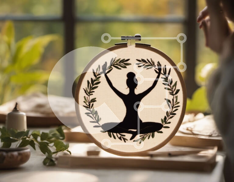 Intra Συλλεκτικό Ξύλινο Παζλ Plywood  4mm - Κέντημα σιλουέτας με βοτανικά στοιχεία Σε Ξύλινο Κουτί - Διαστάσεις Puzzle: 10x10 cm – 25 κομμάτια