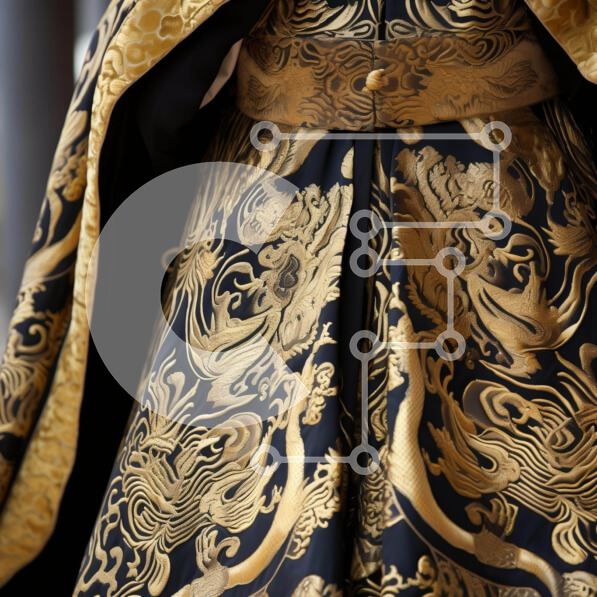 Σετ των 2 Intra Συλλεκτικό Ξύλινο Παζλ Plywood  4mm - Μαύρο και χρυσό φόρεμα με περίτεχνο σχέδιο εμπνευσμένο από την Ασία Σε Ξύλινο Κουτί - Διαστάσεις: 10x10 cm – 25 κομμάτια