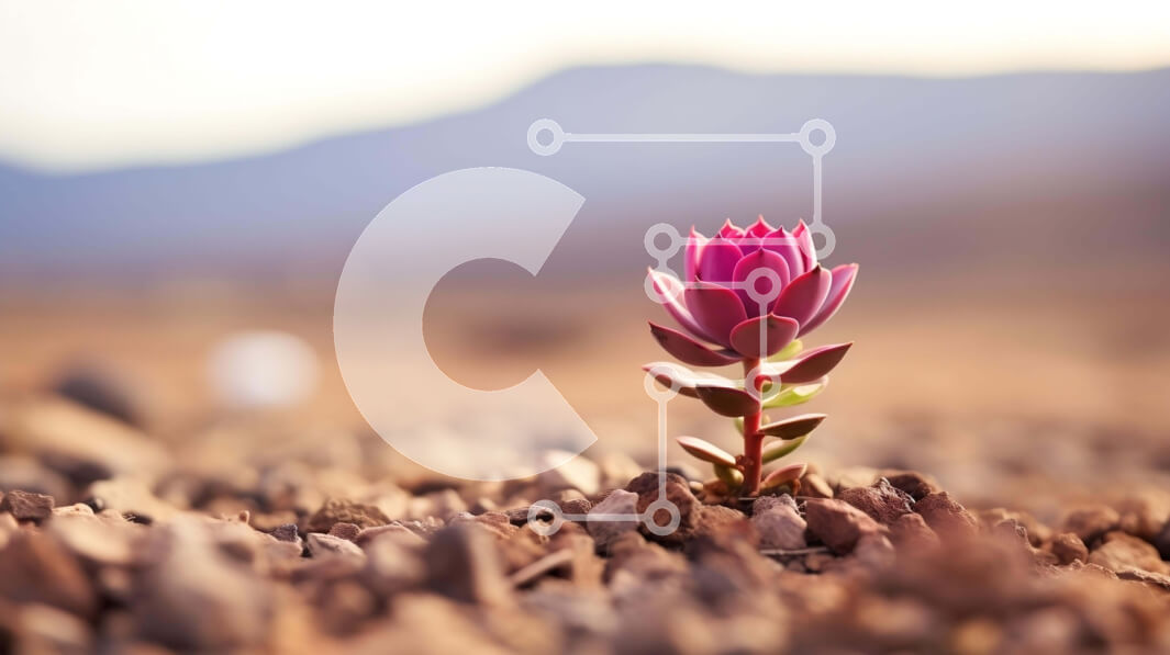 Intra Συλλεκτικό Ξύλινο Παζλ Plywood  4mm - Μονό ροζ λουλούδι σε ανοιχτό χωράφι ή έρημο Σε Ξύλινο Κουτί - Διαστάσεις: 10x10 cm – 25 κομμάτια