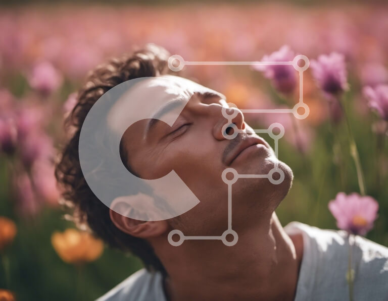 Intra Συλλεκτικό Ξύλινο Παζλ Plywood  4mm - Άτομο που στέκεται στο πεδίο λουλουδιών Σε Ξύλινο Κουτί - Διαστάσεις: 10x10 cm – 25 κομμάτια