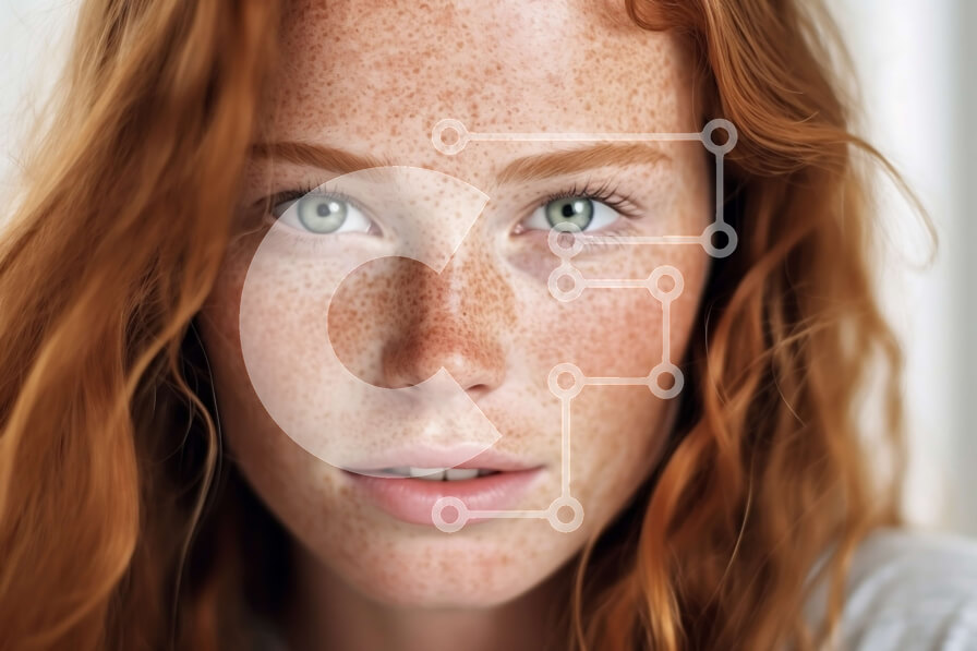 Intra Συλλεκτικό Ξύλινο Παζλ Plywood  4mm - Ουδέτερο πορτρέτο μιας γυναίκας με κόκκινα μαλλιά και πράσινα μάτια Σε Ξύλινο Κουτί - Διαστάσεις Puzzle: 10x10 cm – 25 κομμάτια