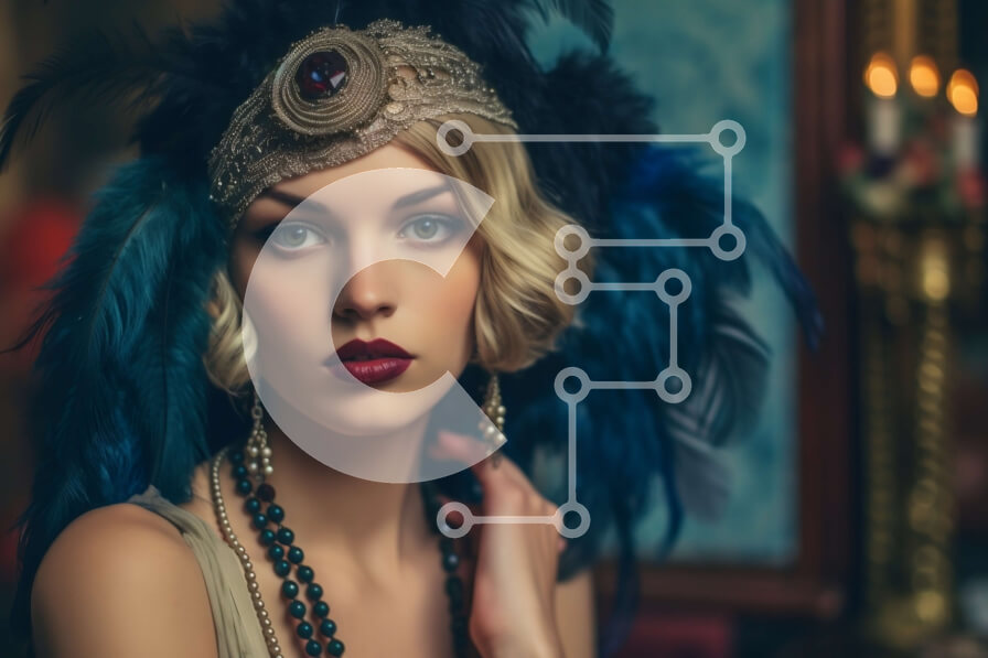 Intra Συλλεκτικό Ξύλινο Παζλ Plywood  4mm - Θλιβερή γυναίκα Flapper της δεκαετίας του 1920 με τσιγάρο και φτερωτό κεφάλι Σε Ξύλινο Κουτί - Διαστάσεις Puzzle: 10x10 cm – 25 κομμάτια