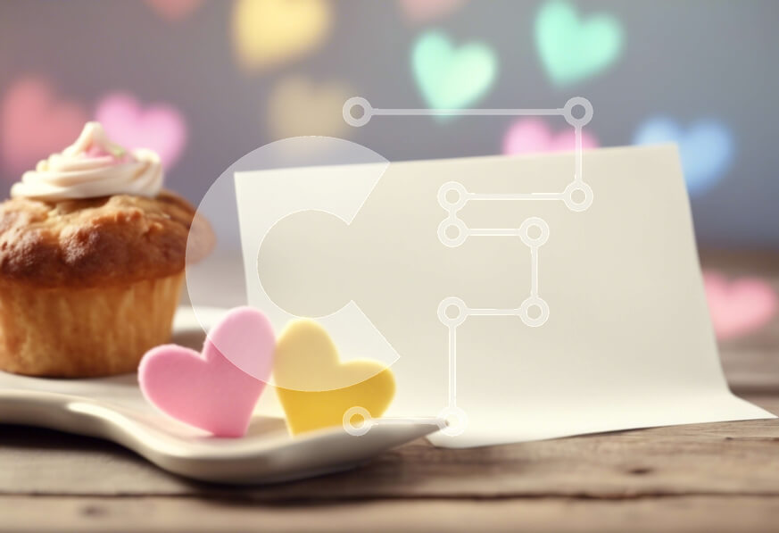 Σετ των 2 Intra Συλλεκτικό Ξύλινο Παζλ Plywood  4mm - Cupcake για την ημέρα του Αγίου Βαλεντίνου με πασπαλίσματα σε σχήμα καρδιάς και κάρτα σημειώσεων Σε Ξύλινο Κουτί - Διαστάσεις: 10x10 cm – 25 κομμάτια