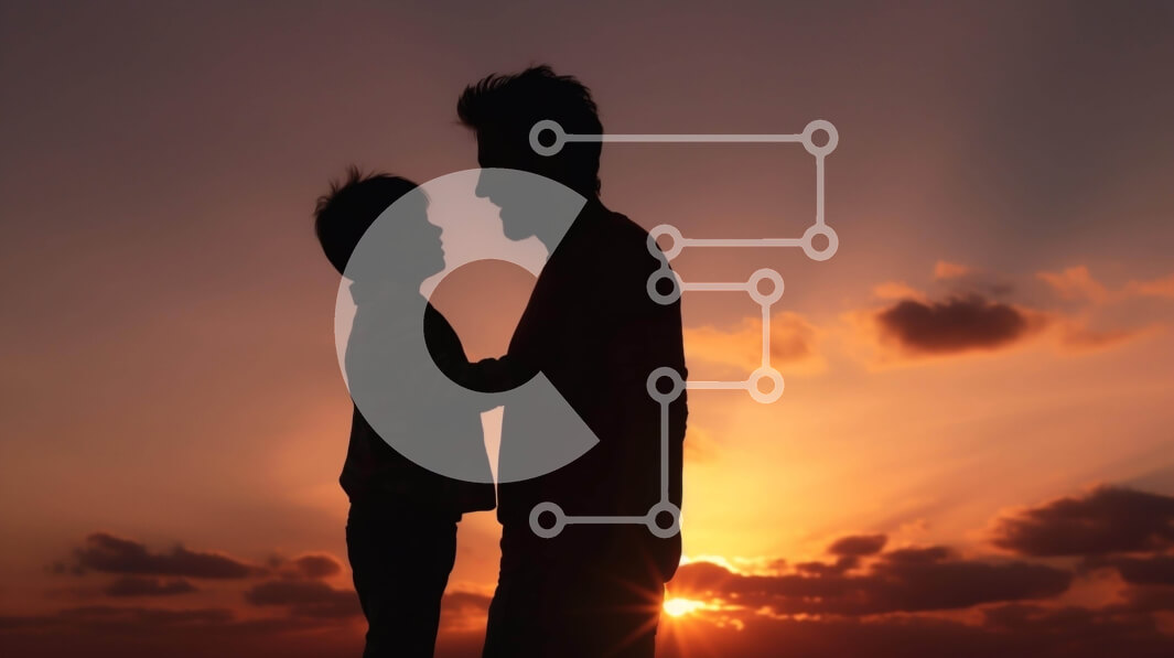 Intra Συλλεκτικό Ξύλινο Παζλ Plywood  4mm - Σιλουέτα άνδρα και παιδιού στο ηλιοβασίλεμα Σε Ξύλινο Κουτί - Διαστάσεις Puzzle: 10x10 cm – 25 κομμάτια