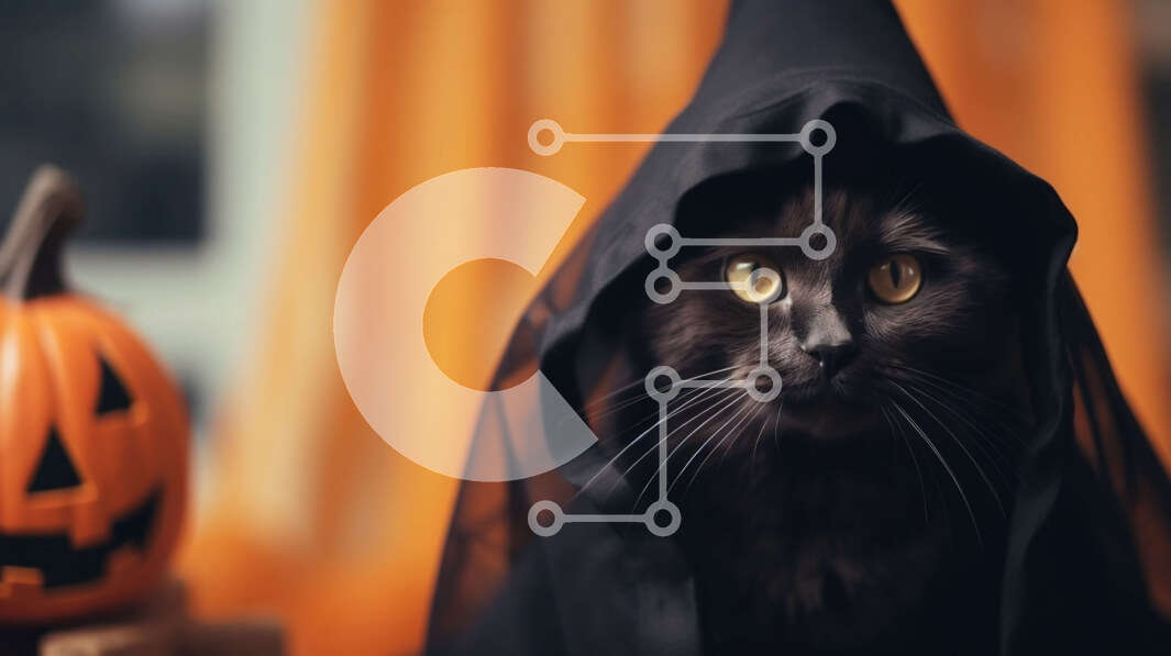 Intra Συλλεκτικό Ξύλινο Παζλ Plywood  4mm - Περίεργη μαύρη γάτα με κολοκύθες Σε Ξύλινο Κουτί - Διαστάσεις: 10x10 cm – 25 κομμάτια