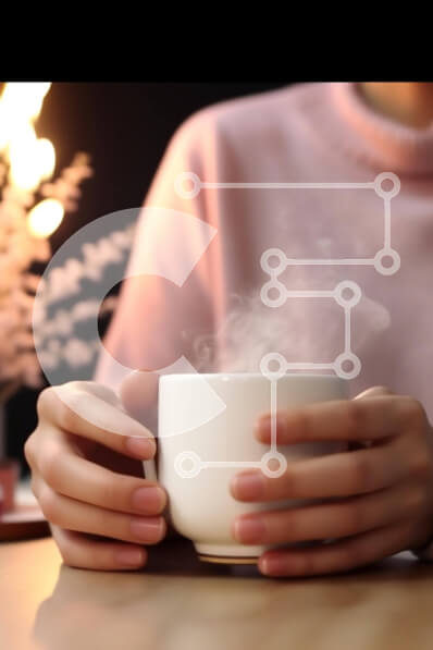 Σετ των 2 Intra Συλλεκτικό Ξύλινο Παζλ Plywood  4mm - Άτομο που κρατά ένα άδειο λευκό φλιτζάνι με τον ατμό Σε Ξύλινο Κουτί - Διαστάσεις: 10x10 cm – 25 κομμάτια