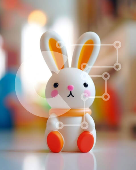 Intra Συλλεκτικό Ξύλινο Παζλ Plywood  4mm - Μικρό λευκό παιχνίδι λαγουδάκι σε πορτοκαλί τραπέζι Σε Ξύλινο Κουτί - Διαστάσεις: 10x10 cm – 25 κομμάτια