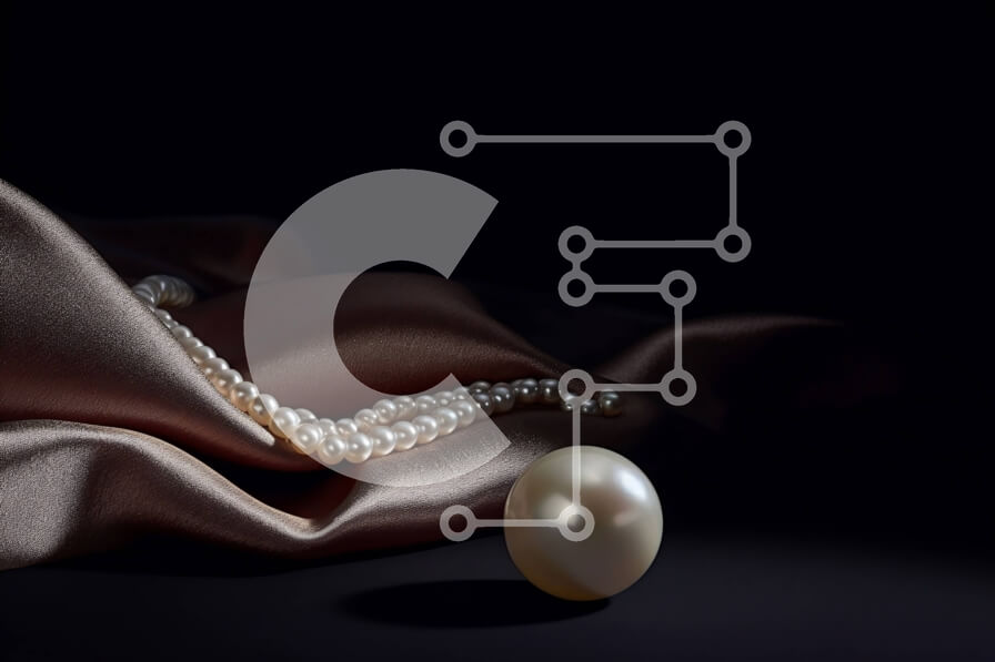 Intra Συλλεκτικό Ξύλινο Παζλ Plywood  4mm - Κομψό και εκλεπτυσμένο μαργαριταρένιο κολιέ σε μαύρο φόντο Σε Ξύλινο Κουτί - Διαστάσεις Puzzle: 10x10 cm – 25 κομμάτια