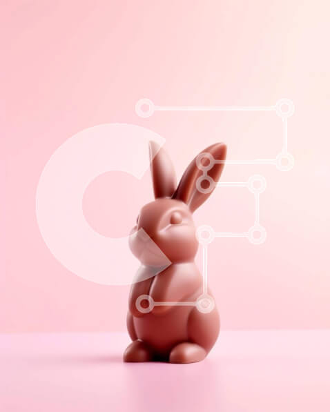 Intra Συλλεκτικό Ξύλινο Παζλ Plywood  4mm - Καφέ ειδώλιο λαγουδάκι σε ροζ φόντο Σε Ξύλινο Κουτί - Διαστάσεις: 10x10 cm – 25 κομμάτια