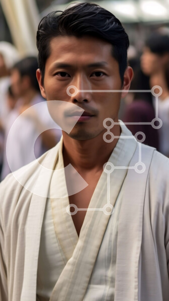 Intra Συλλεκτικό Ξύλινο Παζλ Plywood  4mm - Σοβαρός άνδρας που στέκεται μπροστά στο πλήθος Σε Ξύλινο Κουτί - Διαστάσεις Puzzle: 10x10 cm – 25 κομμάτια