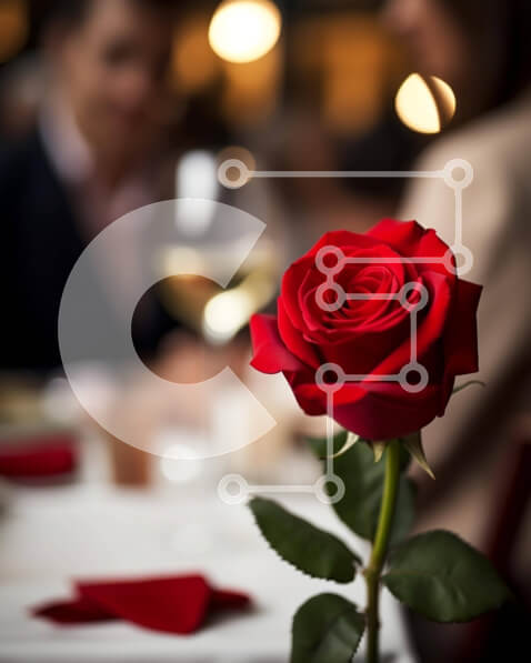 Intra Συλλεκτικό Ξύλινο Παζλ Plywood  4mm - Ρομαντικό τραπέζι δείπνου με κόκκινο τριαντάφυλλο Σε Ξύλινο Κουτί - Διαστάσεις Puzzle: 10x10 cm – 25 κομμάτια