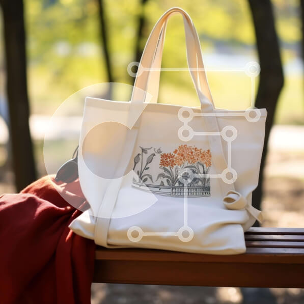 Intra Συλλεκτικό Ξύλινο Παζλ Plywood  4mm - Λευκή τσάντα σε ξύλινο πάγκο στο δάσος Σε Ξύλινο Κουτί - Διαστάσεις: 10x10 cm – 25 κομμάτια