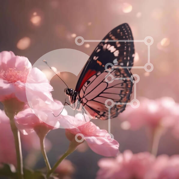 Intra Συλλεκτικό Ξύλινο Παζλ Plywood  4mm - Πεταλούδα στα ροζ λουλούδια Σε Ξύλινο Κουτί - Διαστάσεις: 10x10 cm – 25 κομμάτια