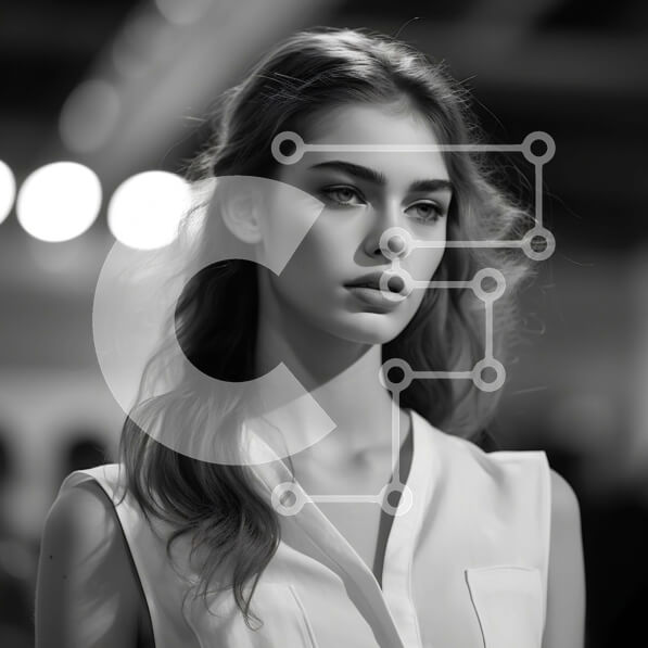 Intra Συλλεκτικό Ξύλινο Παζλ Plywood  4mm - Κομψή γυναίκα με λευκό πουκάμισο σε σκούρο φόντο Σε Ξύλινο Κουτί - Διαστάσεις Puzzle: 10x10 cm – 25 κομμάτια