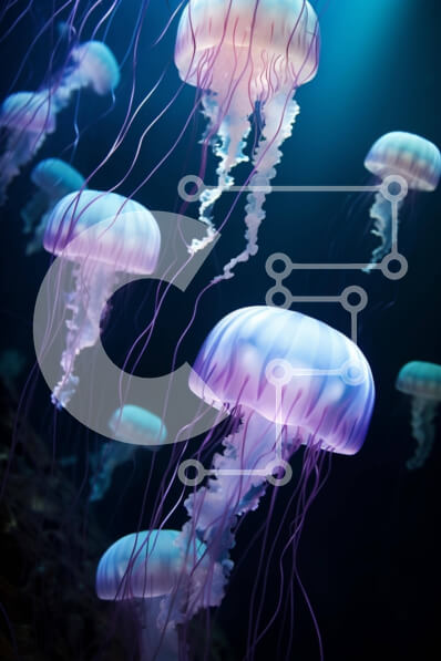 Σετ των 2 Intra Συλλεκτικό Ξύλινο Παζλ Plywood  4mm - Μέδουσες που κολυμπούν στον ωκεανό Σε Ξύλινο Κουτί - Διαστάσεις: 10x10 cm – 25 κομμάτια