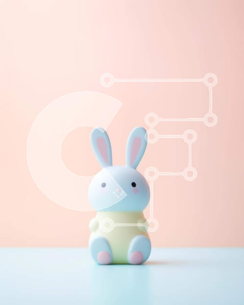 Intra Συλλεκτικό Ξύλινο Παζλ Plywood  4mm - Μπλε και άσπρο παιχνίδι λαγουδάκι σε πορτοκαλί φόντο Σε Ξύλινο Κουτί - Διαστάσεις: 10x10 cm – 25 κομμάτια