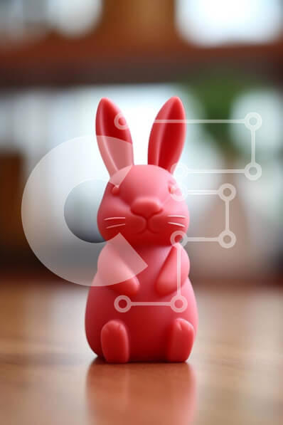 Intra Συλλεκτικό Ξύλινο Παζλ Plywood  4mm - Ροζ λαγουδάκι ειδώλιο σε δρύινο τραπέζι Σε Ξύλινο Κουτί - Διαστάσεις: 10x10 cm – 25 κομμάτια