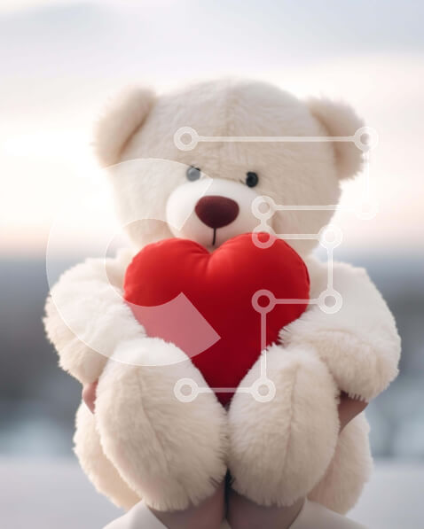 Intra Συλλεκτικό Ξύλινο Παζλ Plywood  4mm - Teddy Bear που κρατά μια καρδιά Σε Ξύλινο Κουτί - Διαστάσεις Puzzle: 10x10 cm – 25 κομμάτια