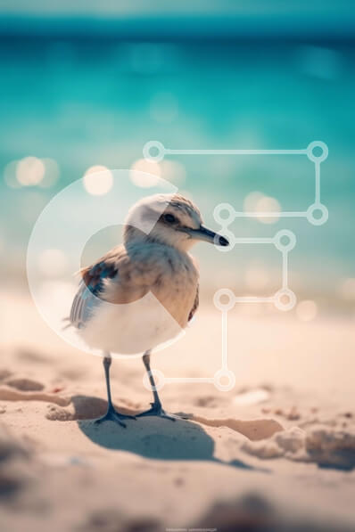 Σετ των 2 Intra Συλλεκτικό Ξύλινο Παζλ Plywood  4mm - Όμορφη εικόνα ενός μικρού πουλιού στην παραλία Σε Ξύλινο Κουτί - Διαστάσεις: 10x10 cm – 25 κομμάτια