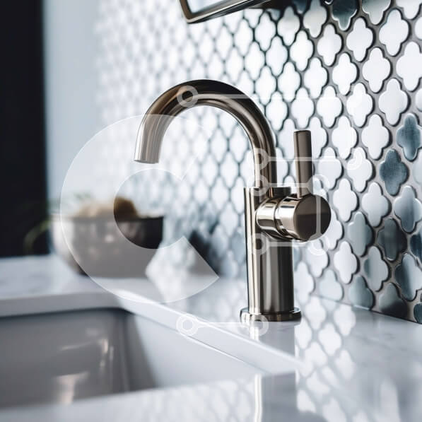 Intra Συλλεκτικό Ξύλινο Παζλ Plywood  4mm - Κομψός και κομψός μοντέρνος νεροχύτης μπάνιου με βρύση χρωμίου και ορθογώνιο καθρέφτη Σε Ξύλινο Κουτί - Διαστάσεις Puzzle: 10x10 cm – 25 κομμάτια