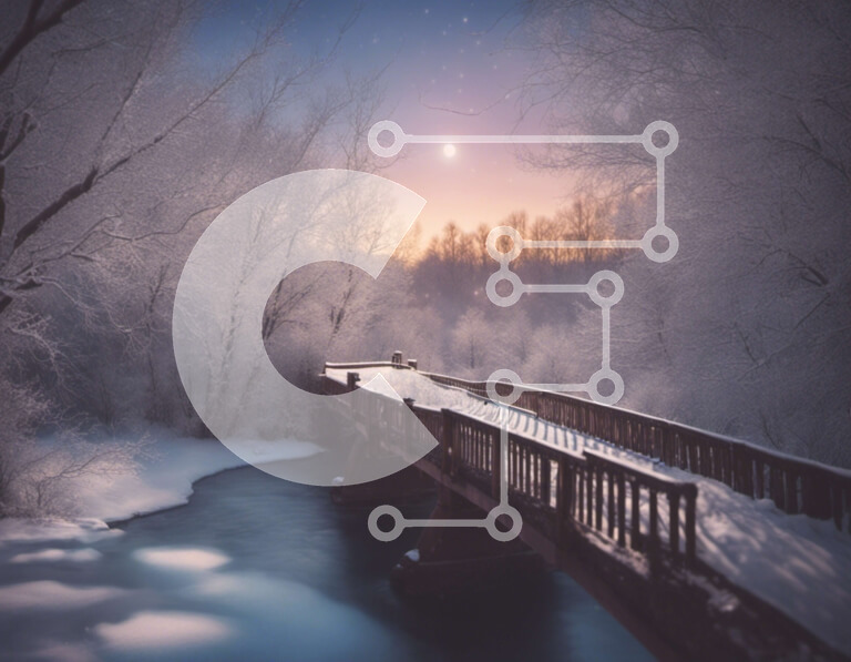 Intra Συλλεκτικό Ξύλινο Παζλ Plywood  4mm - Χιονισμένη γέφυρα σε μια χειμερινή χώρα των θαυμάτων Σε Ξύλινο Κουτί - Διαστάσεις: 10x10 cm – 25 κομμάτια