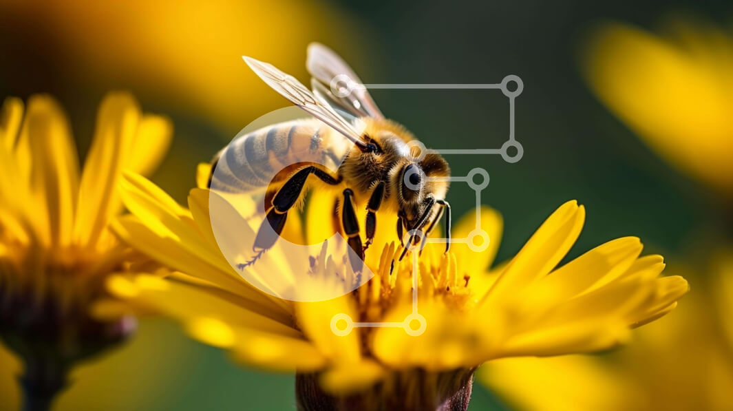 Intra Συλλεκτικό Ξύλινο Παζλ Plywood  4mm - Μέλισσα σε κίτρινα λουλούδια επικονίαση Σε Ξύλινο Κουτί - Διαστάσεις: 10x10 cm – 25 κομμάτια