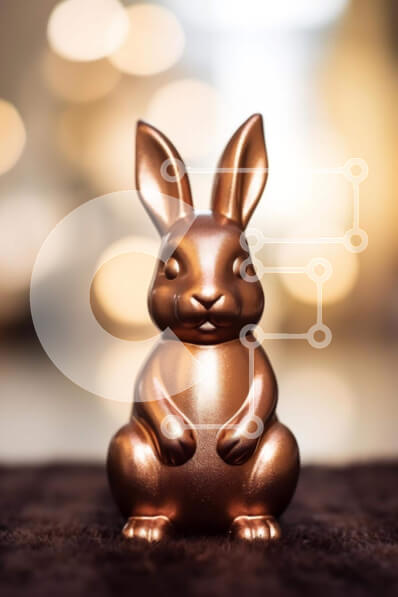 Intra Συλλεκτικό Ξύλινο Παζλ Plywood  4mm - Καφέ ειδώλιο λαγουδάκι σε πορτοκαλί φόντο για τον εορτασμό του Πάσχα Σε Ξύλινο Κουτί - Διαστάσεις: 10x10 cm – 25 κομμάτια