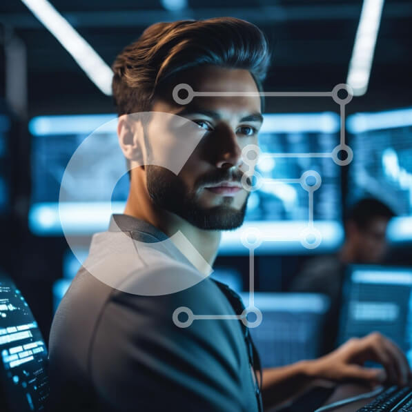 Intra Συλλεκτικό Ξύλινο Παζλ Plywood  4mm - Επικεντρωμένος επιχειρηματίας που εργάζεται σε φορητό υπολογιστή σε περιβάλλον γραφείου Σε Ξύλινο Κουτί - Διαστάσεις Puzzle: 10x10 cm – 25 κομμάτια