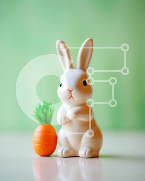 Intra Συλλεκτικό Ξύλινο Παζλ Plywood  4mm - Πασχαλινό ειδώλιο λαγουδάκι με καρότο Σε Ξύλινο Κουτί - Διαστάσεις Puzzle: 10x10 cm – 25 κομμάτια