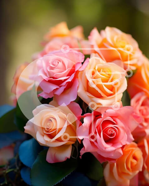 Intra Συλλεκτικό Ξύλινο Παζλ Plywood  4mm - Μπουκέτο με ροζ και πορτοκαλί τριαντάφυλλα σε ανοιχτό βάζο με πράσινα φύλλα Σε Ξύλινο Κουτί - Διαστάσεις: 10x10 cm – 25 κομμάτια