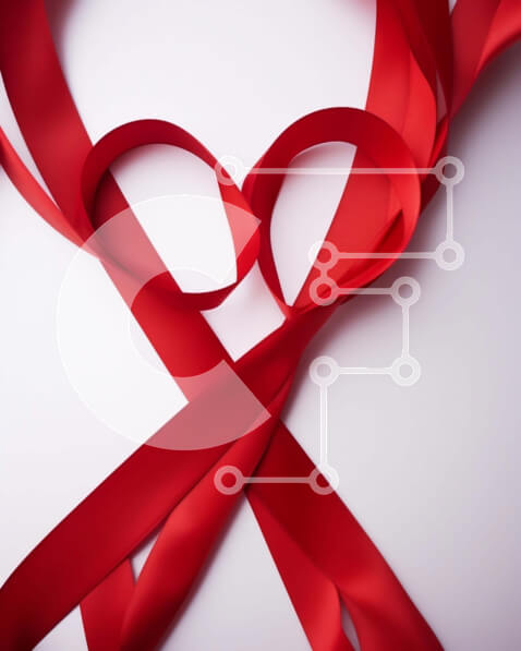 Intra Συλλεκτικό Ξύλινο Παζλ Plywood  4mm - Κόκκινες κορδέλες σε άσπρο φόντο Σε Ξύλινο Κουτί - Διαστάσεις Puzzle: 10x10 cm – 25 κομμάτια