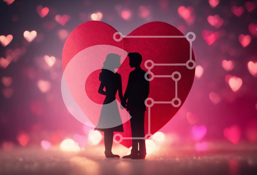 Intra Συλλεκτικό Ξύλινο Παζλ Plywood  4mm - Ρομαντικό ζευγάρι που κρατά τα χέρια μπροστά από το σχήμα κόκκινης καρδιάς Σε Ξύλινο Κουτί - Διαστάσεις: 10x10 cm – 25 κομμάτια