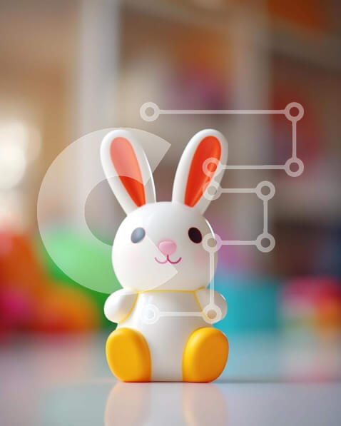 Intra Συλλεκτικό Ξύλινο Παζλ Plywood  4mm - Μικρό λευκό και κίτρινο παιχνίδι λαγουδάκι στο τραπέζι Σε Ξύλινο Κουτί - Διαστάσεις Puzzle: 10x10 cm – 25 κομμάτια