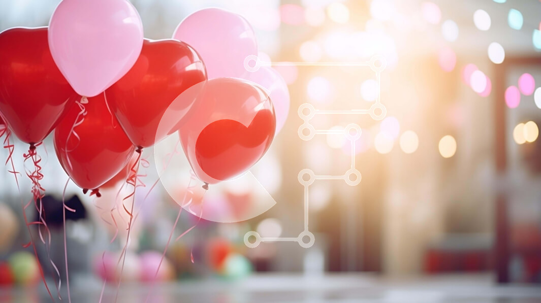 Intra Συλλεκτικό Ξύλινο Παζλ Plywood  4mm - Μπαλόνια σε σχήμα καρδιάς σε εορταστική ατμόσφαιρα Σε Ξύλινο Κουτί - Διαστάσεις Puzzle: 10x10 cm – 25 κομμάτια