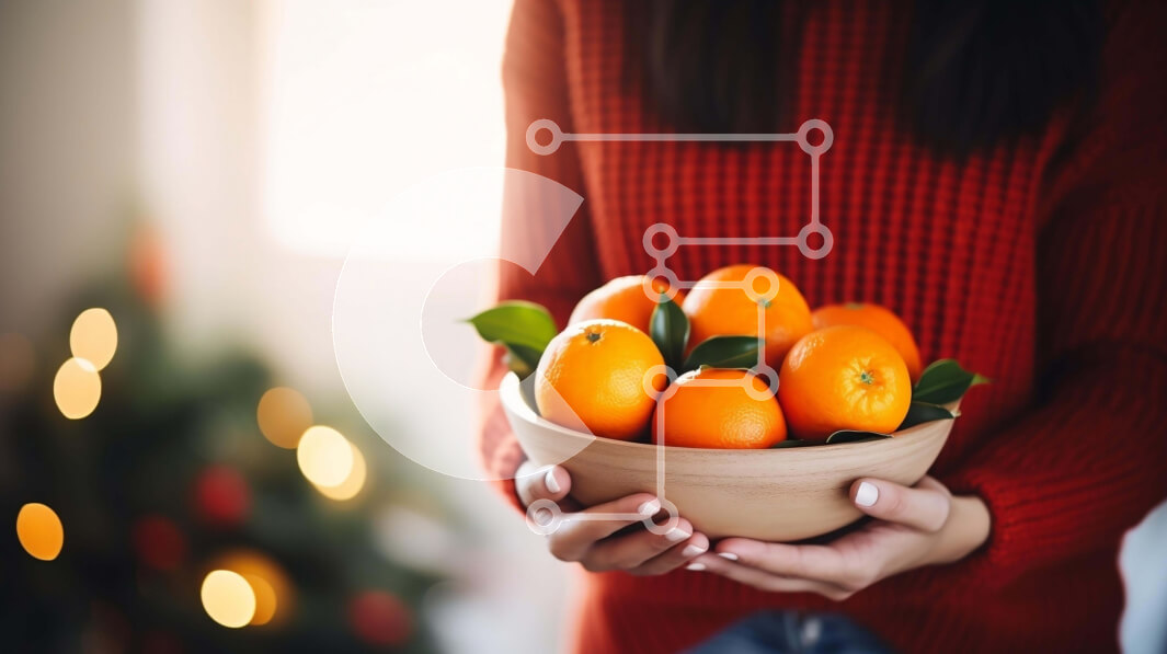 Σετ των 2 Intra Συλλεκτικό Ξύλινο Παζλ Plywood  4mm - Γυναίκα που κρατά το μπολ με φρέσκα πορτοκάλια Σε Ξύλινο Κουτί - Διαστάσεις: 10x10 cm – 25 κομμάτια