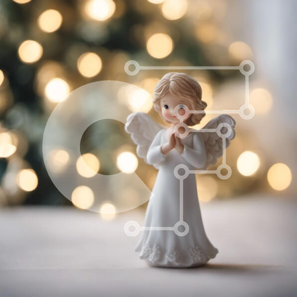 Intra Συλλεκτικό Ξύλινο Παζλ Plywood  4mm - Ειδώλιο αγγέλου μπροστά από το χριστουγεννιάτικο δέντρο Σε Ξύλινο Κουτί - Διαστάσεις: 10x10 cm – 25 κομμάτια