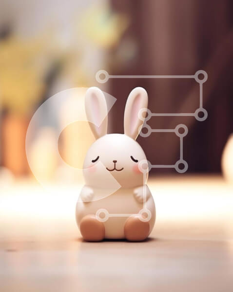 Intra Συλλεκτικό Ξύλινο Παζλ Plywood  4mm - Λευκό ειδώλιο λαγουδάκι με φυτά σε γλάστρες Σε Ξύλινο Κουτί - Διαστάσεις: 10x10 cm – 25 κομμάτια