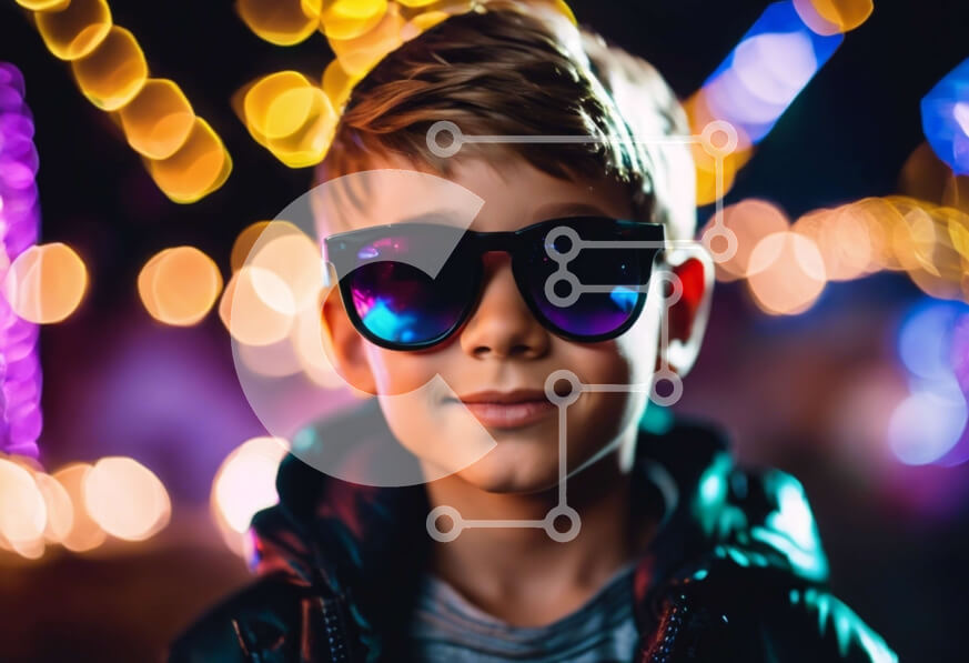 Intra Συλλεκτικό Ξύλινο Παζλ Plywood  4mm - Νεαρό αγόρι που απολαμβάνει μια πολύχρωμη υπαίθρια εκδήλωση Σε Ξύλινο Κουτί - Διαστάσεις Puzzle: 10x10 cm – 25 κομμάτια