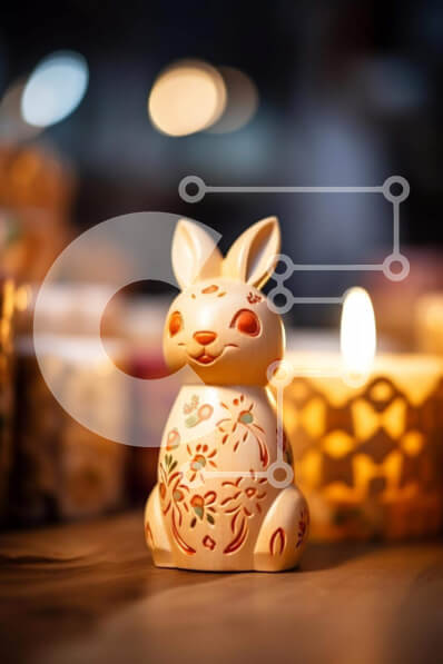 Intra Συλλεκτικό Ξύλινο Παζλ Plywood  4mm - Ειδώλιο λαγουδάκι του Πάσχα με το φως των κεριών Σε Ξύλινο Κουτί - Διαστάσεις: 10x10 cm – 25 κομμάτια